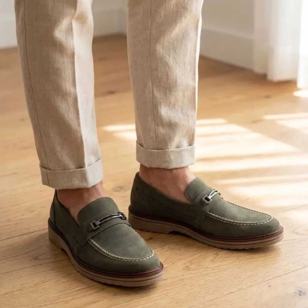 Mocassim Suede Tratorado de Camurça Verde