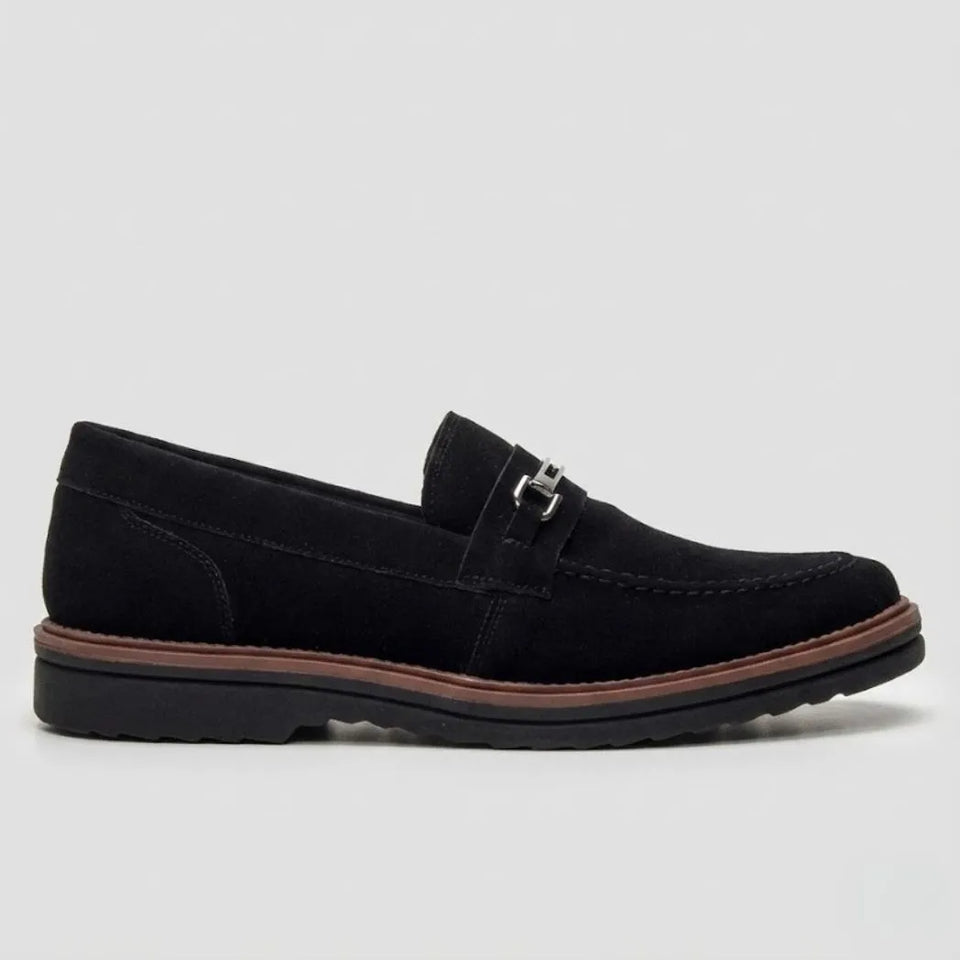 Mocassim Suede Tratorado de Camurça Preto