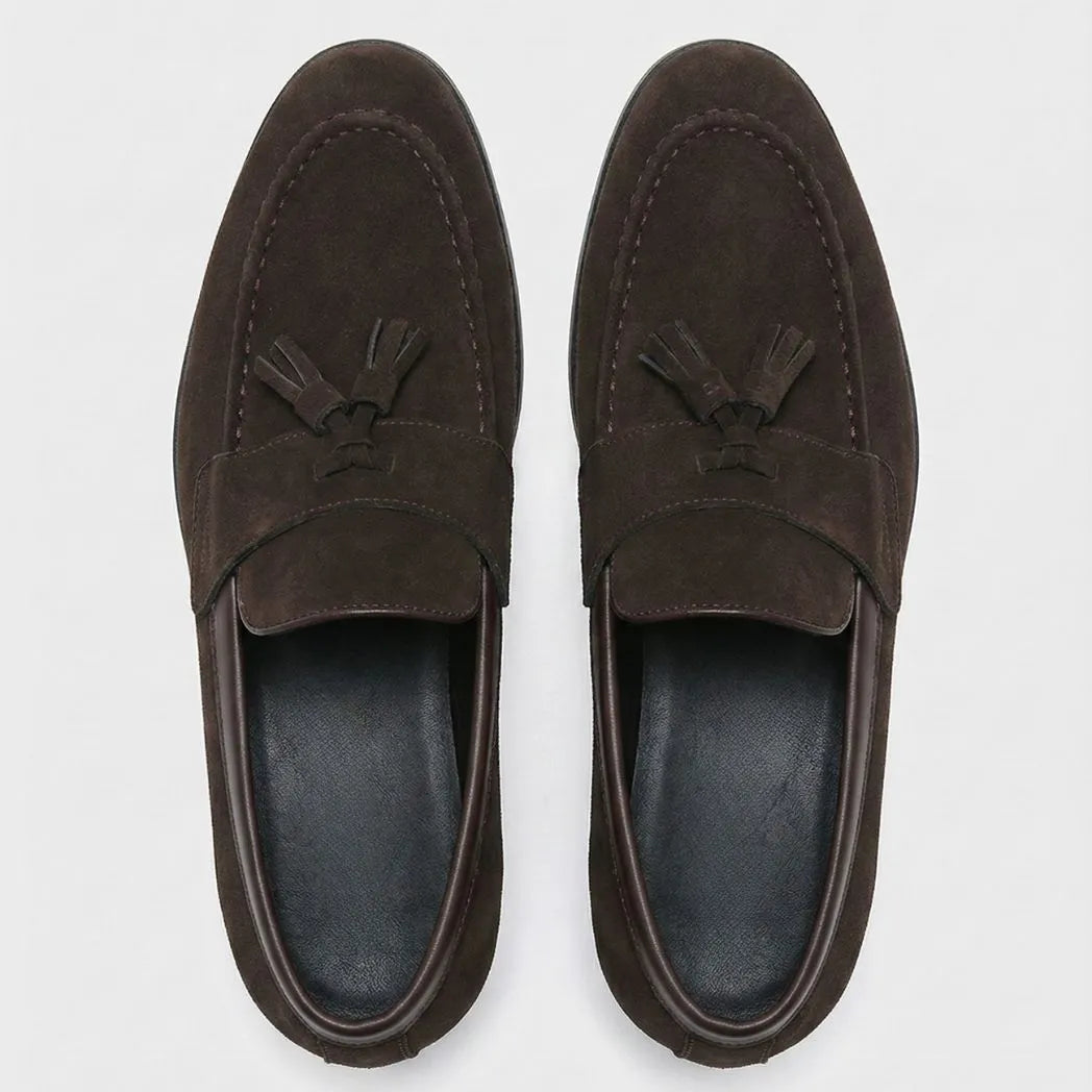 Mocassim Tassel de Camurça Premium Marrom