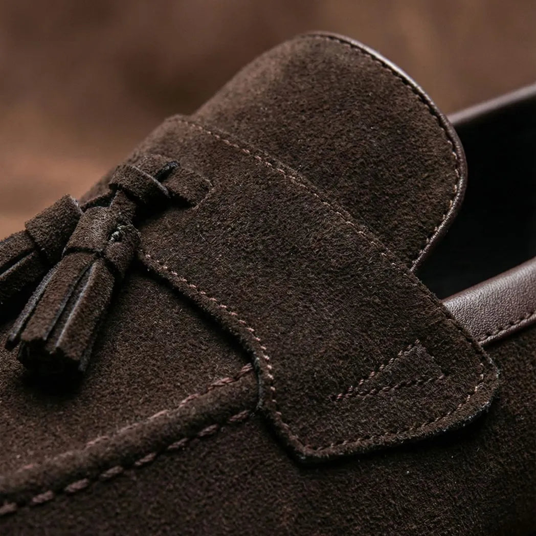 Mocassim Tassel de Camurça Premium Marrom