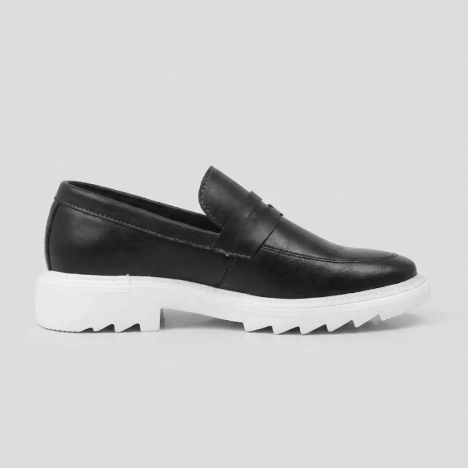 Mocassim Torino Ripple Tratorado de Couro Preto