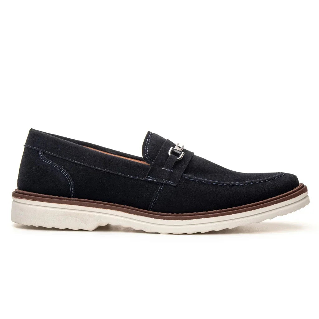 Sapato Loafer Mocassim Sofistic Couro Nobock Camurça Aveludado Sport Fino com Fivela