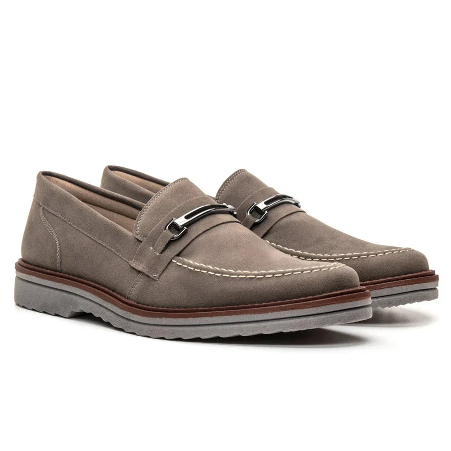 Sapato Loafer Mocassim Sofistic Couro Nobock Camurça Aveludado Sport Fino com Fivela