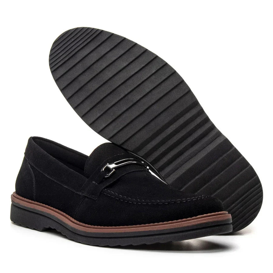 Sapato Loafer Mocassim Sofistic Couro Nobock Camurça Aveludado Sport Fino com Fivela