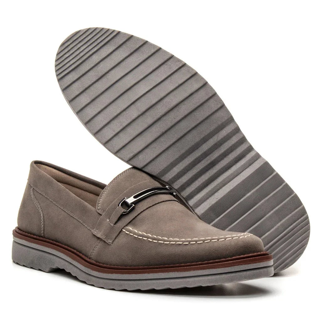 Sapato Loafer Mocassim Sofistic Couro Nobock Camurça Aveludado Sport Fino com Fivela